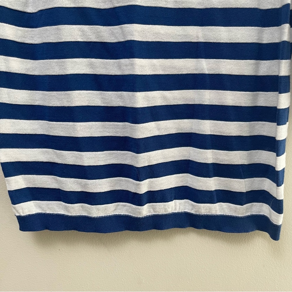 LOFT Blue/White Stripe Light Sweater - Picture 4 of 7
